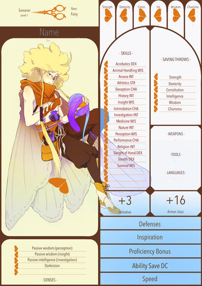 Character sheet